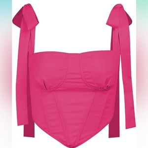 MakeMeChic Women's Tie Shoulder Camisole Corset